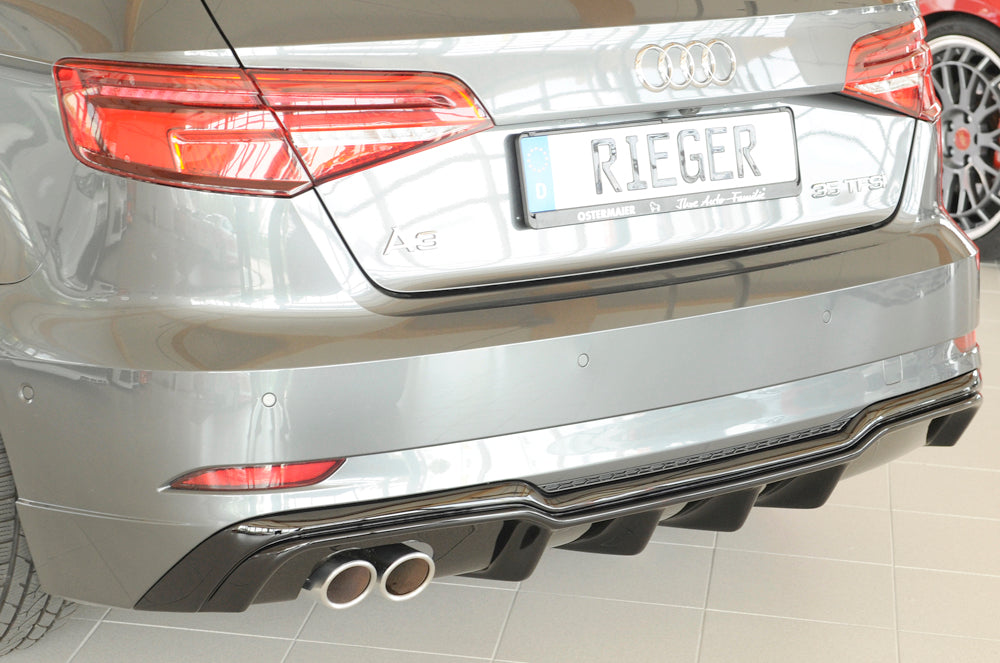 Rieger Insert Diffuseur Arrière Audi A3 8V Sportback Facelift - Noir Brillant