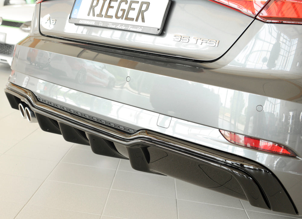 Rieger Insert Diffuseur Arrière Audi A3 8V Sportback Facelift - Noir Brillant
