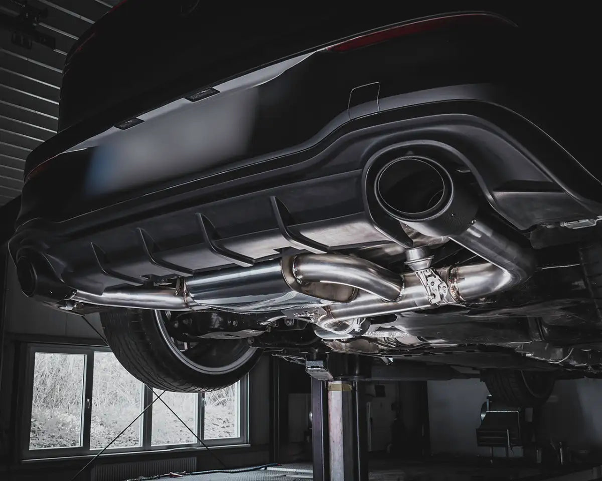 EGO-X 3,5 Zoll Edelstahl Cat-Back mit Ventil VW Golf MK8 GTI & Clubsport 2.0TSI 2021-