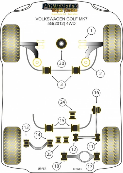 Powerflex PFF85-802BLK Front Wishbone Rear Bush
