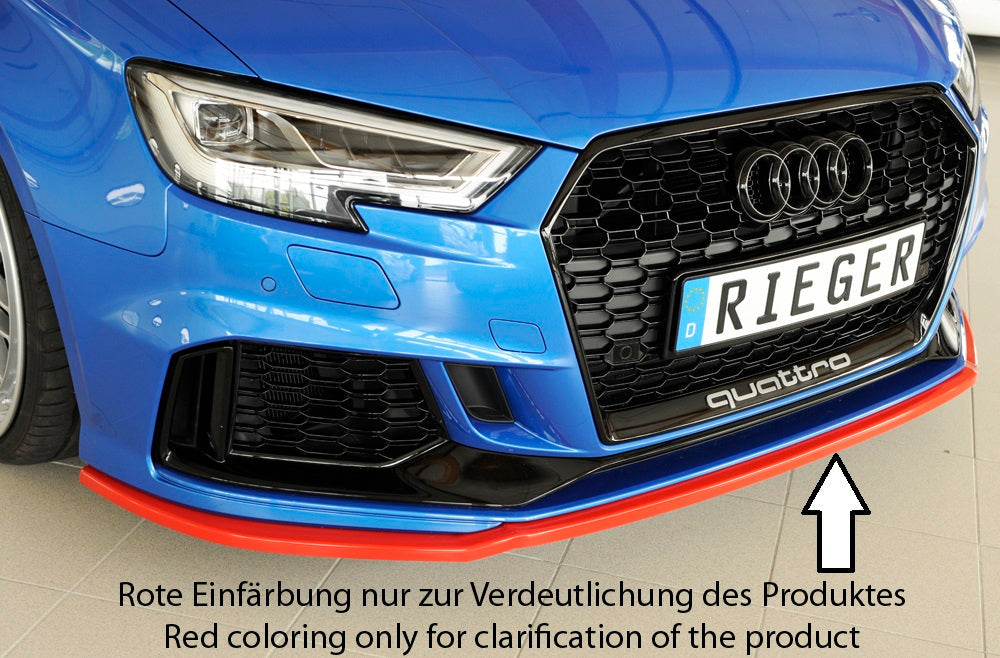 Lame avant Rieger pour Audi RS3 8V Sportback et Berline restylée - Noir brillant