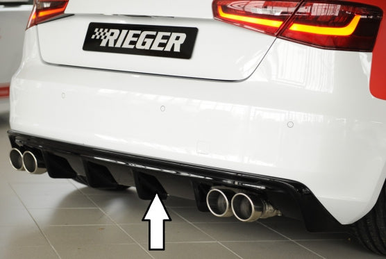 Rieger Diffuseur Arrière Insert (S3) Audi A3 8V Sportback - Noir Brillant