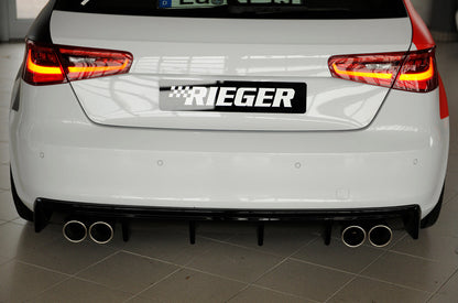 Rieger Rear Diffuser Insert (S3) Audi A3 8V Sportback - Hoogglans Zwart