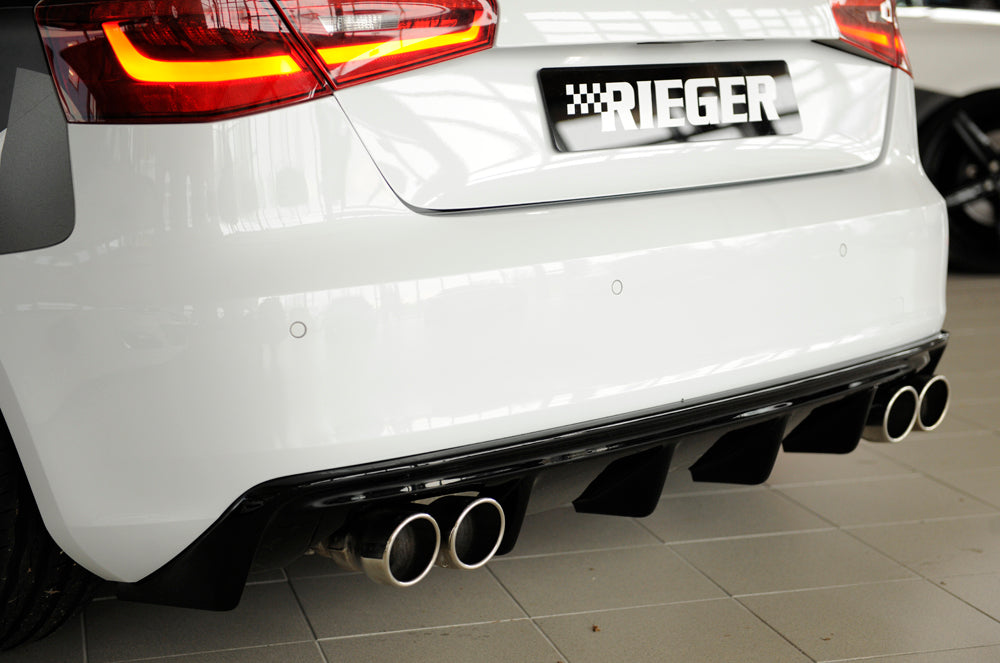 Rieger Rear Diffuser Insert (S3) Audi A3 8V Sportback - Hoogglans Zwart