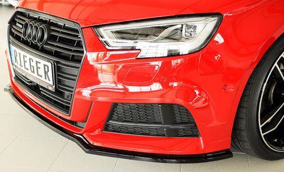 Rieger Front Splitter Audi S3, A3 S-Line 8V.2 - Hoogglans Zwart