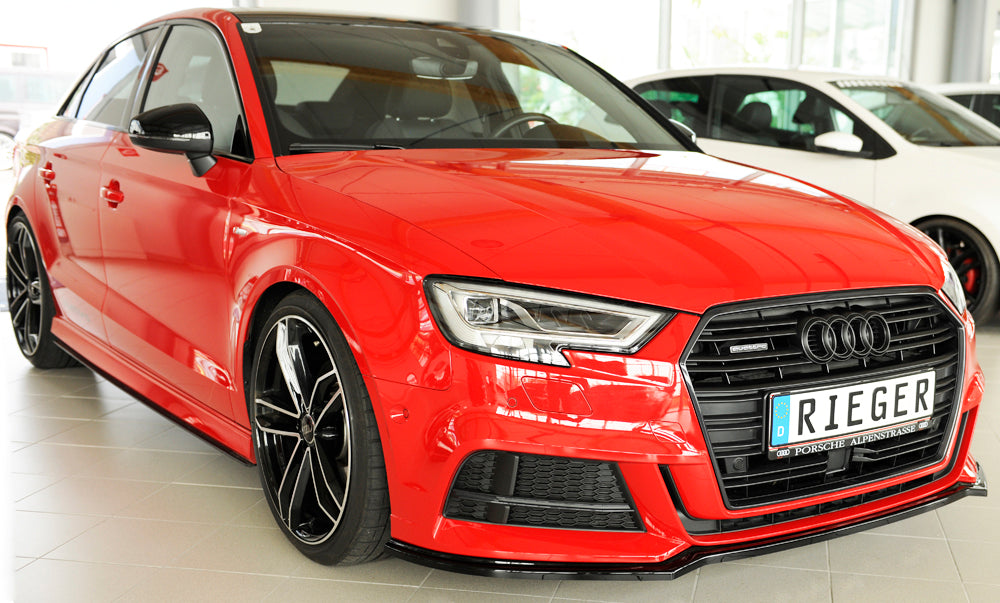 Rieger Front Splitter Audi S3, A3 S-Line 8V.2 - Hoogglans Zwart