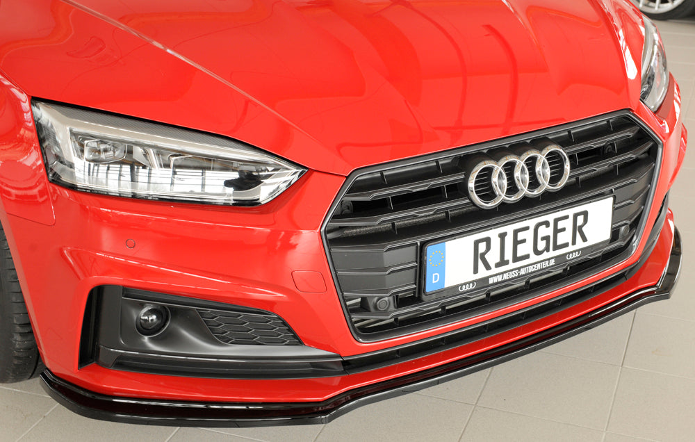 Lame de pare-chocs avant Rieger pour Audi S5 B9/F5 2016-2019 - Noir brillant