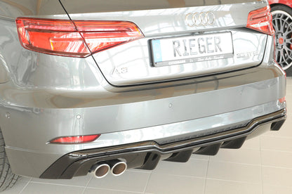 Rieger Rear Diffuser Insert Audi A3 8V Sportback Facelift - Hoogglans Zwart