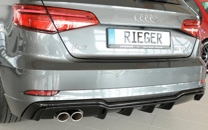 Rieger Rear Diffuser Insert Audi A3 8V Sportback Facelift - Hoogglans Zwart