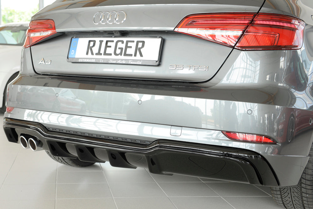 Rieger Insert Diffuseur Arrière Audi A3 8V Sportback Facelift - Noir Brillant