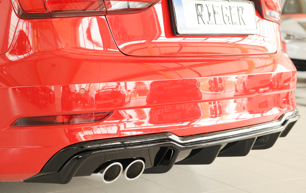 Rieger Rear Diffuser Insert Audi A3 8V Sedan Facelift - Hoogglans Zwart