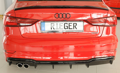 Rieger Insert Diffuseur Arrière Audi A3 8V Berline Facelift - Noir Brillant