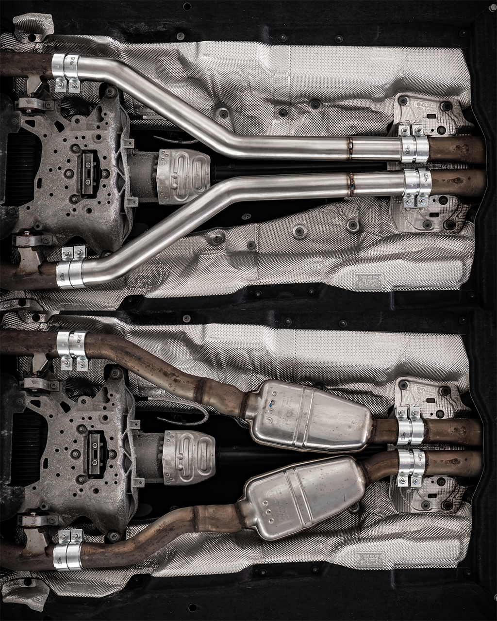 Pipes de remplacement pour silencieux central sans résonance Bull-X Audi SQ7 + SQ8 + RSQ8 4.0TFSI