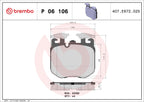 BREMBO Prime Brake Pads Kit P06106 BMW